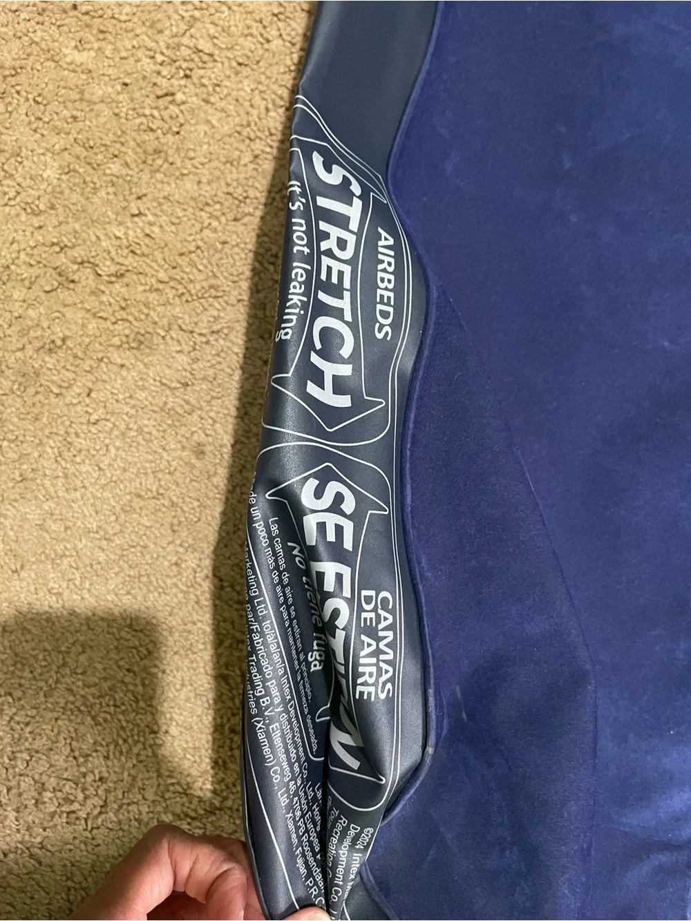 Plush Navy Blue Inflatable Twin Intex Air Mattress